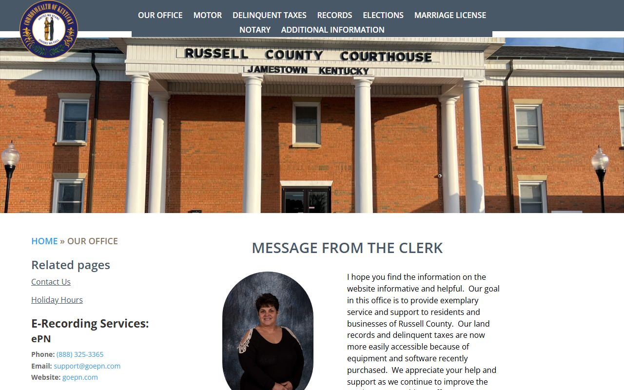 Russell County County Clerk recording fees page