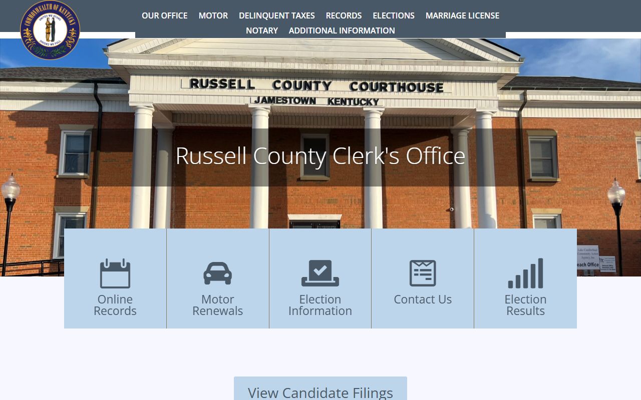 Russell County County Clerk records homepage
