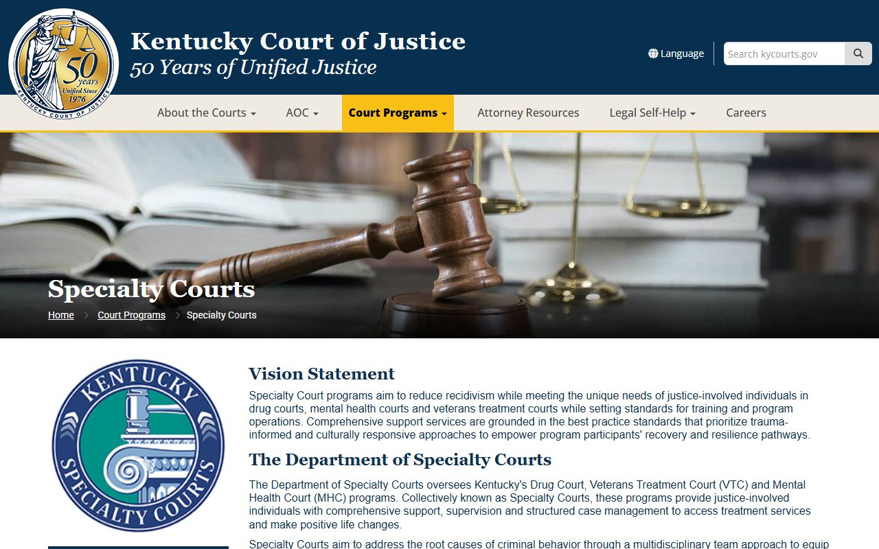 Russell County criminal court records Kentucky Specialty Courts page