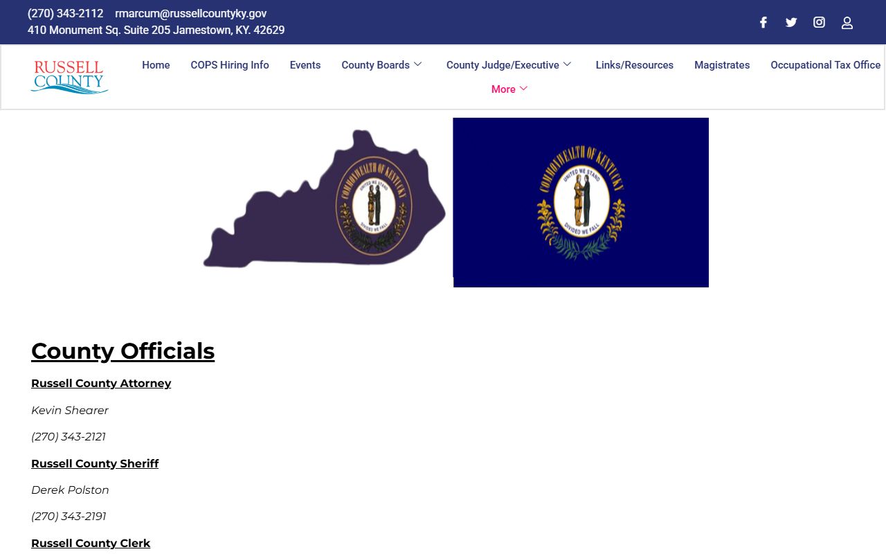 Russell County Court records elected officials phone list