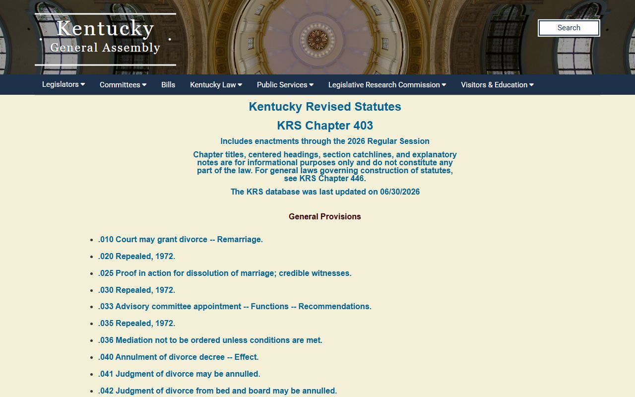 Kentucky Revised Statutes Chapter 403 domestic relations